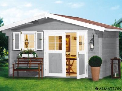 Abri en bois brut 14.5 m2, Kempten 7, épaisseur 28 mm Abri en bois brut 14.5 m2, Kempten 7, épaisseur 28 mm