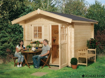 Abri en bois brut 9.0 m2, Nagold 14, épaisseur 45 mm Abri en bois brut 9.0 m2, Nagold 14, épaisseur 45 mm