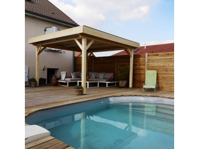 Pergola bois OMBRA à toit plat de 12,53 m2, dimensions 3,54 x 3,54 m