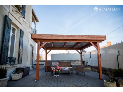 Pergola bois OMBRA à toit plat de 12,53 m2, dimensions 3,54 x 3,54 m