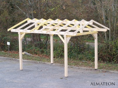 Carport double pente avec préparation pour couverture tuile