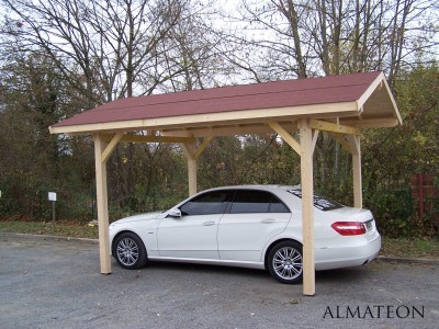 Carport double pente avec couverture bardeau bitumé