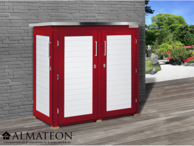 Armoire de jardin 1,2 m2 dim 160 x 75 x 161 cm en bois coloris rouge WEKA OLG