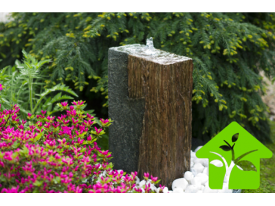 Fontaines CUNEO bois/pierre, avec éclairage LED