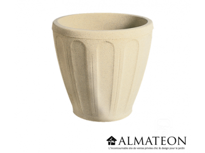 Vase rond ton pierre d'une contenance de 39 litres diamètre avec une hauteur de 47 cm Vase rond ton pierre d'une contenance de 39 litres diamètre avec une hauteur de 47 cm