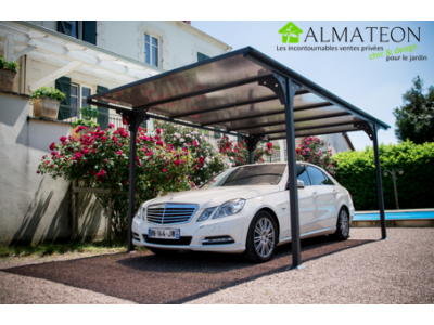 Carport à toit plat en aluminium - 14,70 m2 -  ANTI-UV - Garantie 5 ans 