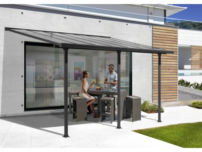 Toit terrasse en aluminium coloris gris anthracite, 15,38 m2