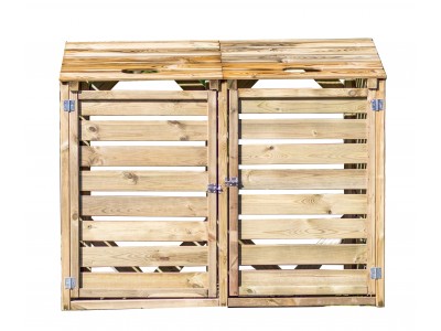 Cache poubelle double 150 x 90 x 120 cm en bois autoclave Garantie 5 ans HABRITA FORESTA