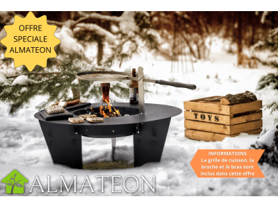 Brasero Barbecue OLYMP grille et bras inclus, coloris noir FEU DU JARDIN