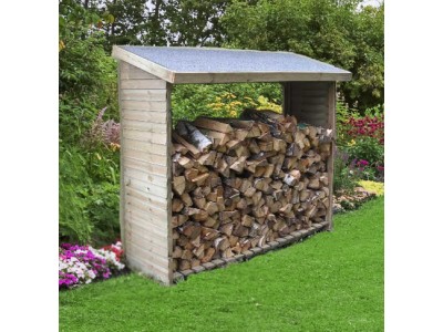 Abri bûches en bois 188 x 86 x 187 cm autoclavé 2 stères couverture bitumée HABRITA FORESTA