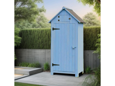 Armoire de jardin 77 x 54,3 x 179 cm en bois lasurée équipée de 3 étagères HABRITA FORESTA
