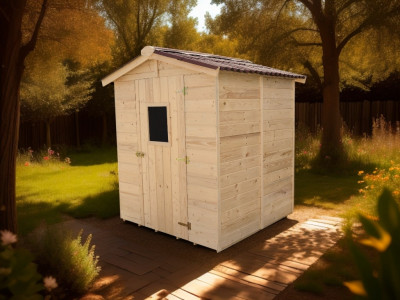 Abri de jardin 2,43 m2 en bois massif avec plancher Dim 180 x 187 x 204 cm HABRITA FORESTA