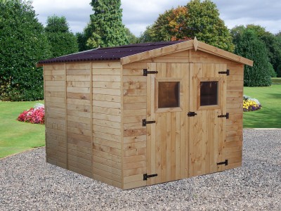 Abri de jardin 5,60 m2 dim 270 x 267 x 210 cm panneaux bois massif 16 mm avec plancher HABRITA FORESTA