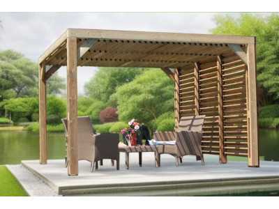 Pergola thermauvent en bois thermo chauffé avec ventelles mobiles 