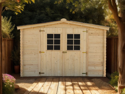 Abri de jardin 7,86 m2 dim 310 x 304 x 197 cm madriers bois massif 20 mm Garantie 2ans HABRITA FORESTA