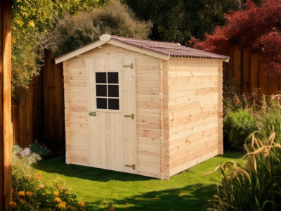 Abri de jardin 3,24 m2 dim 210 x 204 x 197 cm madriers bois massif 28 mm HABRITA FORESTA