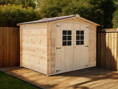 Abri de jardin 4,68 m2 dim 275 x 224 x 207 cm en bois sapin massif certifie fsc HABRITA FORESTA