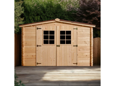 Abri de jardin 7,84 m2 dim 315 x 304 x 197 cm madriers bois massif 28 mm HABRITA FORESTA