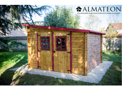 Abri de jardin 7,86 m2 dim 304 x 327 x 230 cm en bois massif avec toit mono  pente multidirectionnel HABRITA FORESTA - ALMATEON