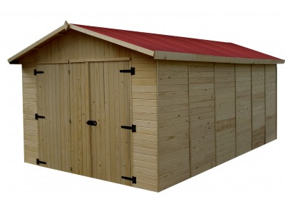Garage en bois 15,60 m2 dim 300 x 520 x 226 cm avec madriers bois massif de 16 mm HABRITA FORESTA