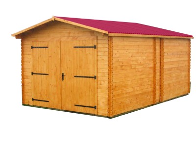 Garage en bois 17,16 m2 dim 370 x 567 x 243 cm avec madriers bois massif de 28 mm HABRITA FORESTA