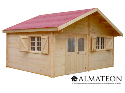 Chalet de jardin 17,52 m2 dim 519 x 481 x 334 cm en bois sapin massif avec madriers double rainurage HABRITA FORESTA