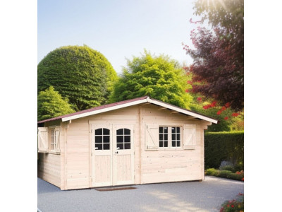 Chalet de jardin 17,47 m2 dim 515 x 444 x 260 cm en bois sapin massif avec madriers double rainurage HABRITA FORESTA