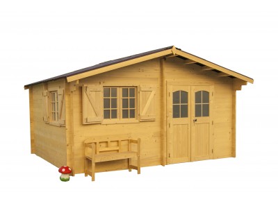 Chalet de jardin 17,47 m2 dim 515 x 444 x 260 cm en bois sapin massif avec madriers double rainurage HABRITA FORESTA