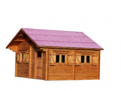 Chalet de jardin 26,58 m2 dim 519 x 681 x 357 cm en bois sapin massif avec madriers double rainurage HABRITA FORESTA