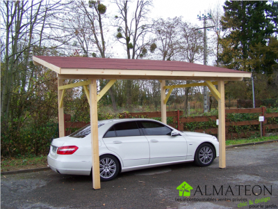 Carport de 10,86m2 monopente avec couverture bardeau bitumé