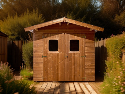 Abri de jardin 4,87 m2 en bois massif 280 x 266 x 229 cm THT fabrication Française Garantie 10 ans HABRITA FORESTA