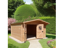 Abri de jardin 10,64 m2 DOMMAR 422 x 352 x 242 cm avec toit double pente fabrication Française Garantie 5 ans HABRITA FORESTA