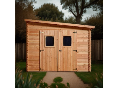 Abri de jardin 7,84 m2 DANUBE 314 x 314 x 239 cm en bois douglas fabrication Française Garantie 5 ans HABRITA FORESTA