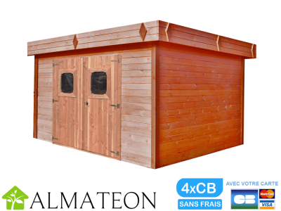 Abri de jardin 5,56 m2 DINAN 339 x 235 x 235 cm en bois douglas fabrication Française Garantie 5 ans HABRITA FORESTA