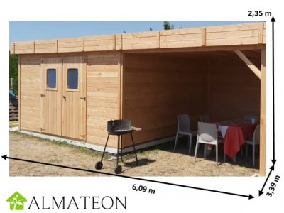 Abri de jardin 8,41 m2 DINAN 609 x 339 x 235 cm en bois douglas fabrication Française Garantie 5 ans HABRITA FORESTA