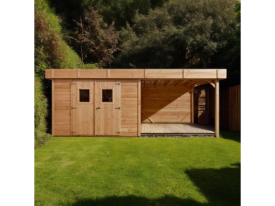 Abri de jardin 8,41 m2 DINAN 609 x 339 x 235 cm en bois douglas fabrication Française Garantie 5 ans HABRITA FORESTA