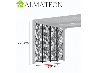 PRIX CHOC 4 panneaux brises vues moucharabieh pour pergola bioclimatique PER 3630 BI et PER 2430 BI en acier pour côté 3m