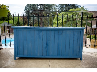 Coffre de rangement 127 x 55 x 60 cm en bois lasuré coloris bleu HABRITA FORESTA