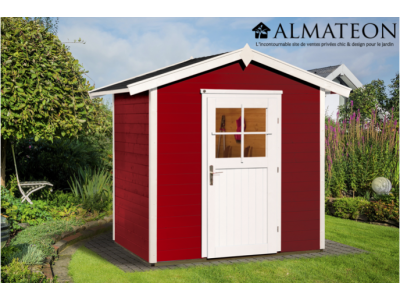 Abri de jardin 3 m2 dim 205 x 154 x 227 cm en bois massif coloris rouge Garantie 5 ans WEKA OLG