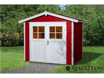 Abri de jardin 5 m2 dim 235 x 209 x 227 cm en bois massif coloris rouge Garantie 5 ans WEKA OLG