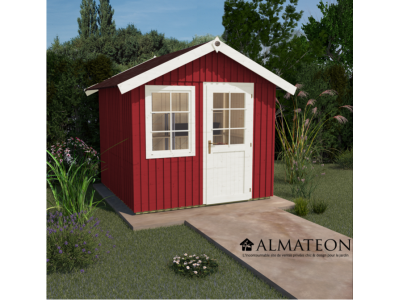 Abri de jardin 6 m2 dim 248 x 252 x 227 cm en bois massif coloris rouge Garantie 5 ans WEKA OLG