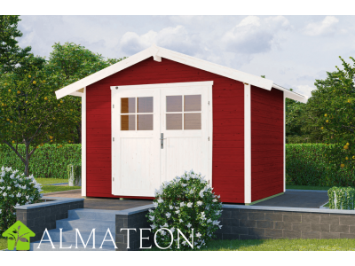 Abri de jardin 6,9 m2 dim 380 x 276 x 249 cm en bois epicea coloris rouge Garantie 5 ans WEKA OLG