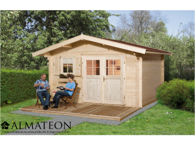 Abri de jardin 11 m2 dim 300 x 380 x 262 cm avec avant toit de 60 cm en bois Garantie 5 ans WEKA OLG