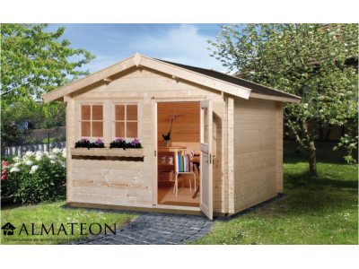 Abri de jardin 9 m2 dim 300 x 300 x 262 cm avec avant toit 20 cm en bois Garantie 5 ans WEKA OLG