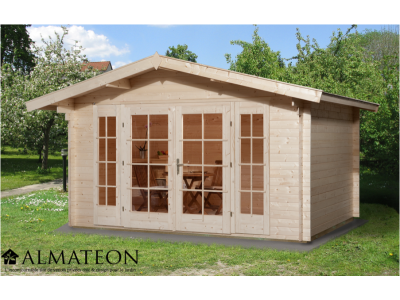 Abri de jardin 11 m2 dim 300 x 380 x 262 cm avec avant toit de 60 cm en bois Garantie 5 ans WEKA OLG