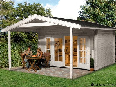 Abri de jardin 19 m2 dim 380 x 500 x 262 cm avec avant toit de 200 cm bois Garantie 5 ans WEKA OLG