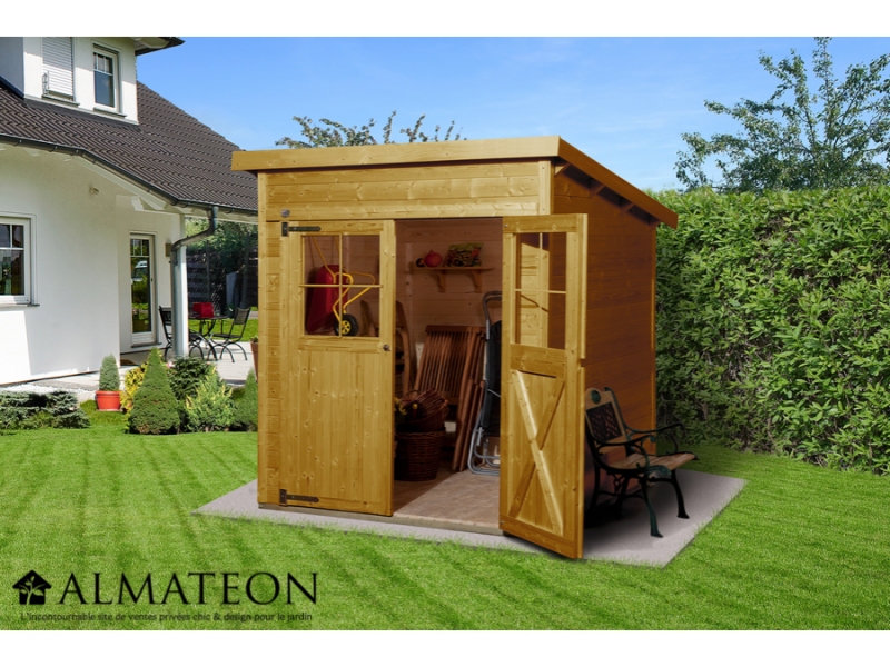 Abri de jardin de 5 m2, lasuré, taille 3 - ALMATEON