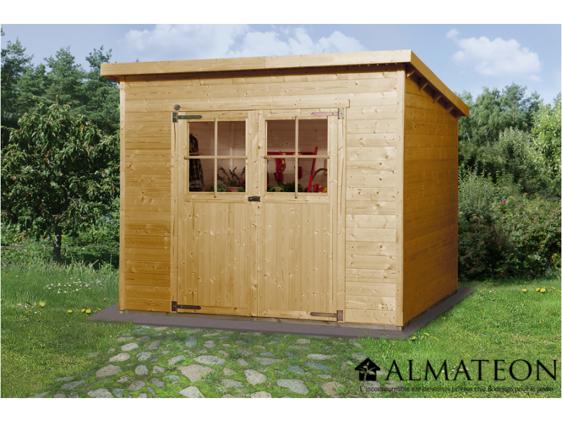 Abri de jardin de 5 m2, lasuré, taille 1 - ALMATEON