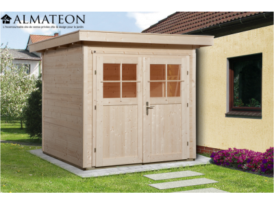 Abri de jardin 4,2 m2 dim 205 x 209 x 217 cm en bois massif coloris brut Garantie 5 ans WEKA OLG