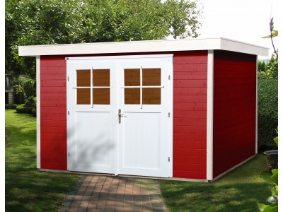 Abri de jardin 7 m2 dim 295 x 239 x 217 cm en bois massif coloris rouge Garantie 5 ans WEKA OLG